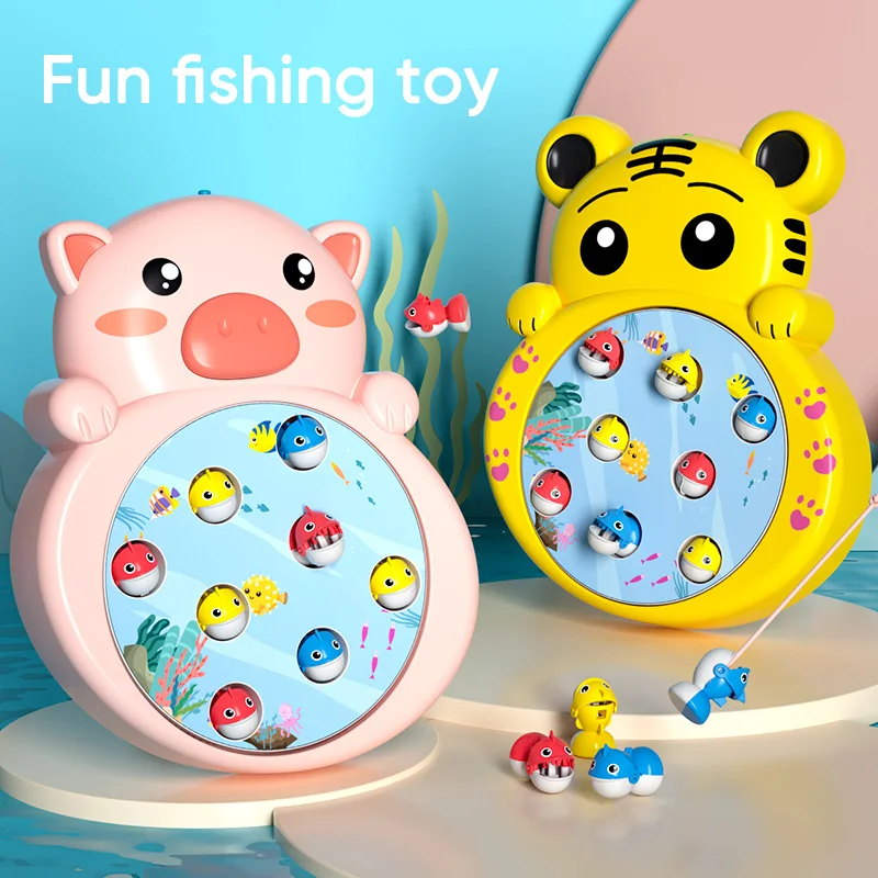 XST Popular Design Electric Cartoon Fishing Game Other Baby Toys Rabbit Tiger Pig Fishing Toy