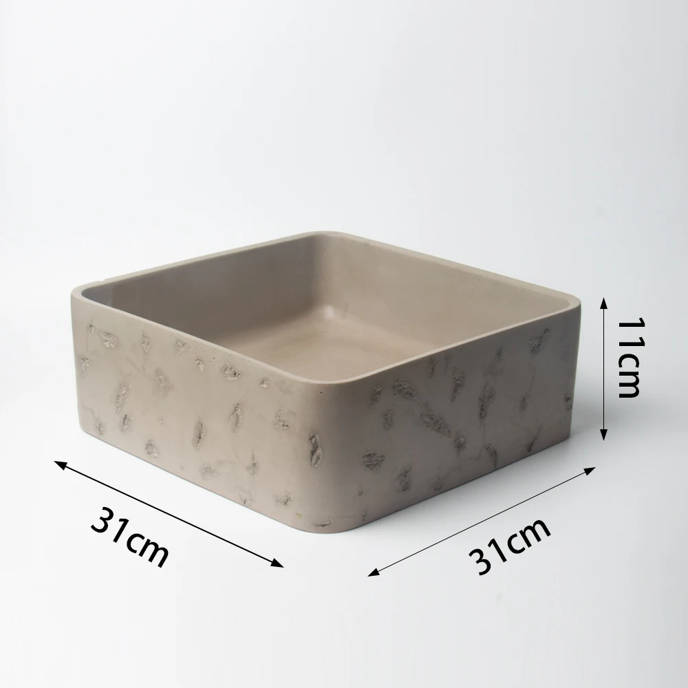 Concrete bathroom toilet wash basin sink countertop square cement hand basin concrete bathroom sink for hotel using vessel sink