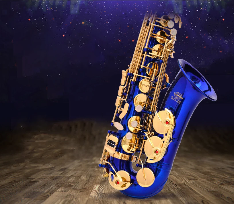 
Blue Gold Lacquer Brass Alto Instrument Accessories Professional Eb OEM China Sax Saxophone Alto 