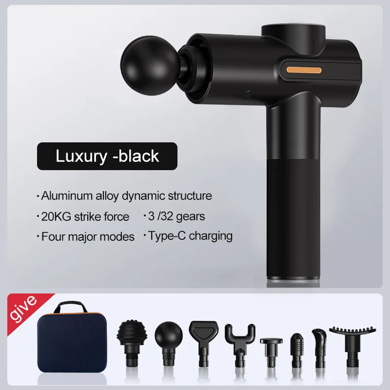 2024 New Brushless Motor LCD Display Massage Gun 4 Modes Deep Muscle Body Massager in Black/Silver