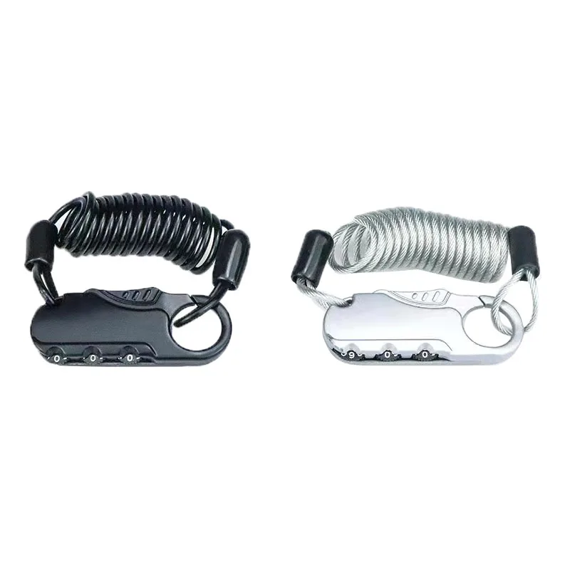 Hot sale Mini Anti-theft Helmet 3 Digit Password Bicycle Lock Portable Bike Cable Lock For Motorcycles Cycling