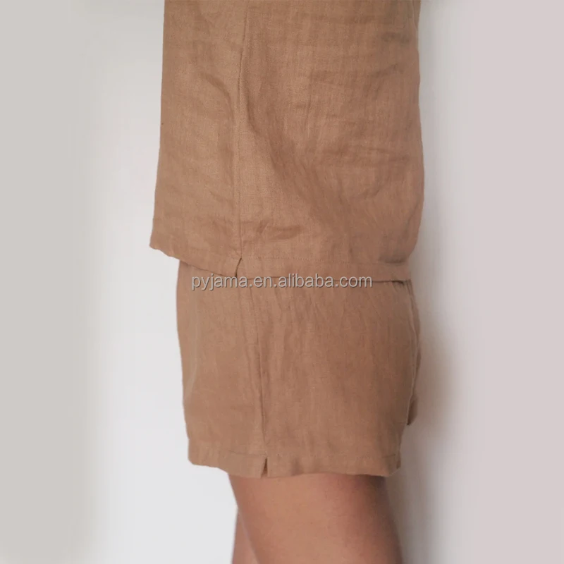 Summer Basic Linen Women Strap Top And Blouse Set Summer Lounge Set Cotton Pajamas Hot Leisure Wear For Women