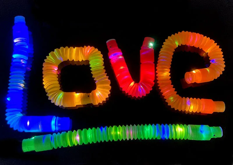 Funny Party Supplier Stress Relief Luminous Plastic Sound Fidget Pipe Tube Toy