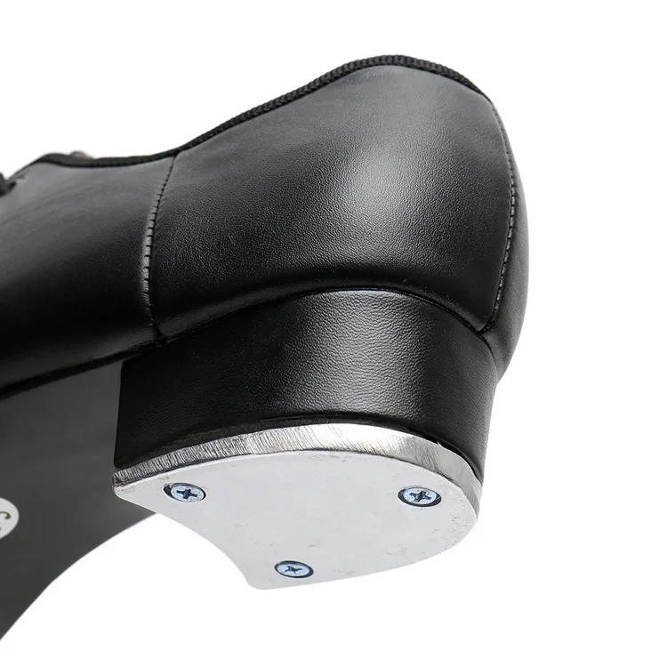 Unisex tap shoes black soft sole imitation cowhide leather shoes