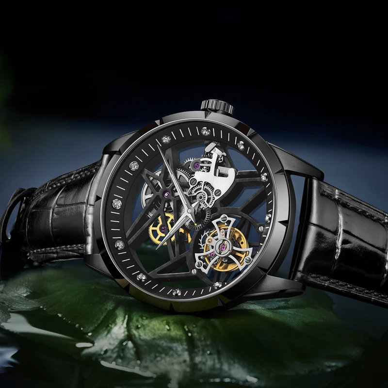 JINLERY factory direct sale hollow tourbillon customizable LOGO waterproof tourbillon mechanical watch for men