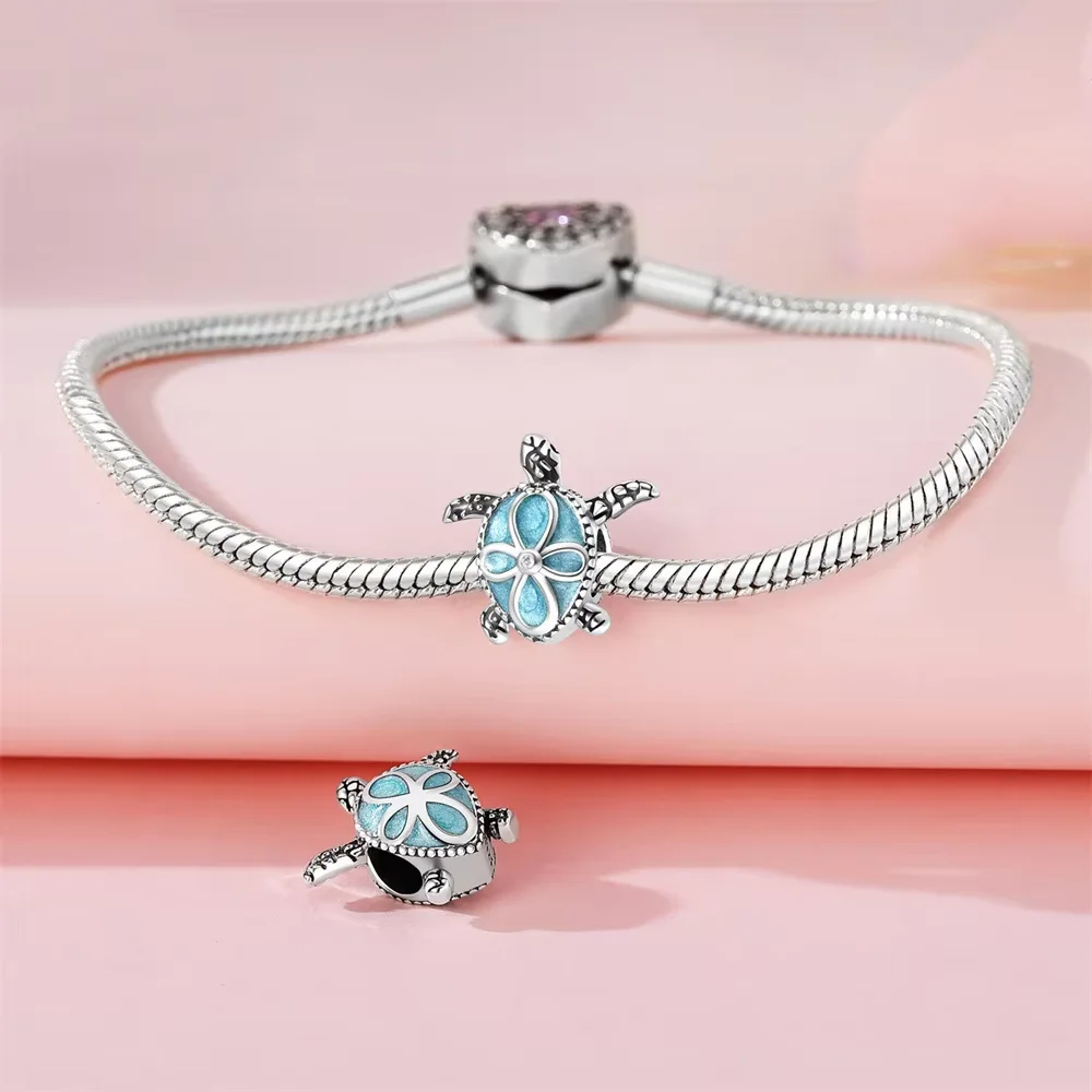 Wholesale ocean series DIY bracelet accessories 925 sterling silver jellyfish charm bracelet jewelry for women gift