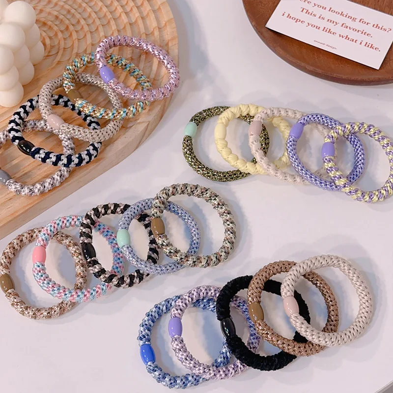 Custom New designer Thicken elastic Head rope high quality Korean woven hair elastic fancy hairband for girls