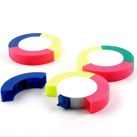 2021 Special 3 in 1 Circle Round Shaped  Highlighter Custom Logo Printed Highlighter Marker