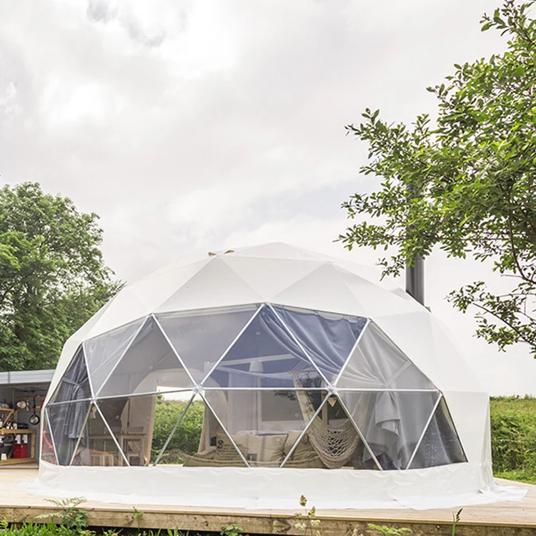 Luxury Geodesic Dome Glamping Tent for Outdoors with Sunlight windowsill