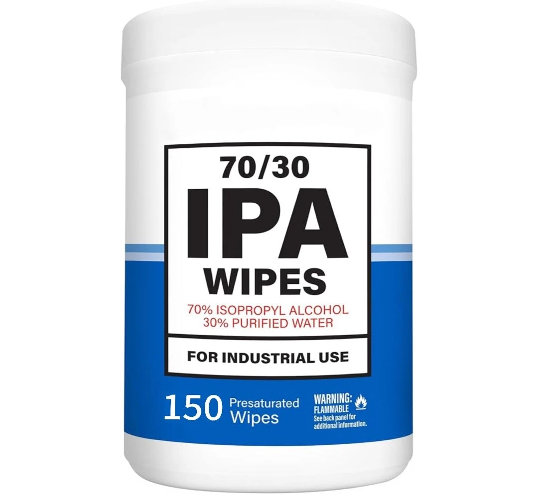 150ct  canister 70% Isopropyl Alcohol Wipes Disposable Antibacterial Wipes