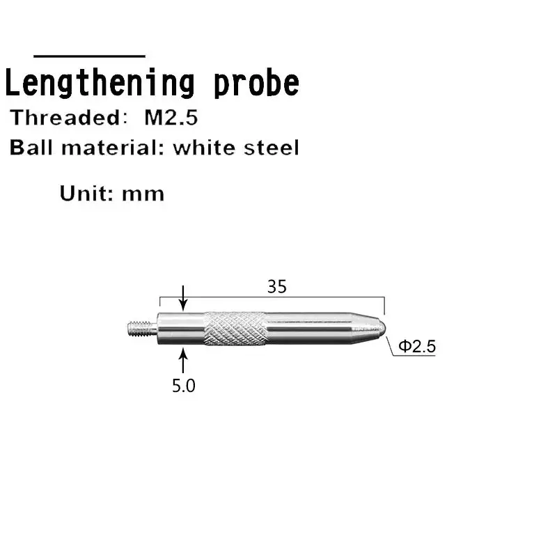 Altimeter M2.5 Dial Indicator Ruby Cemented Carbide Ball Probe Altimeter Standard Probe Spherical point