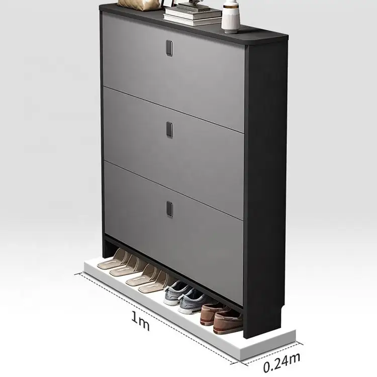 Luxury modern wooden shoe rack cabinet double-deck dump shoe storage cabinet