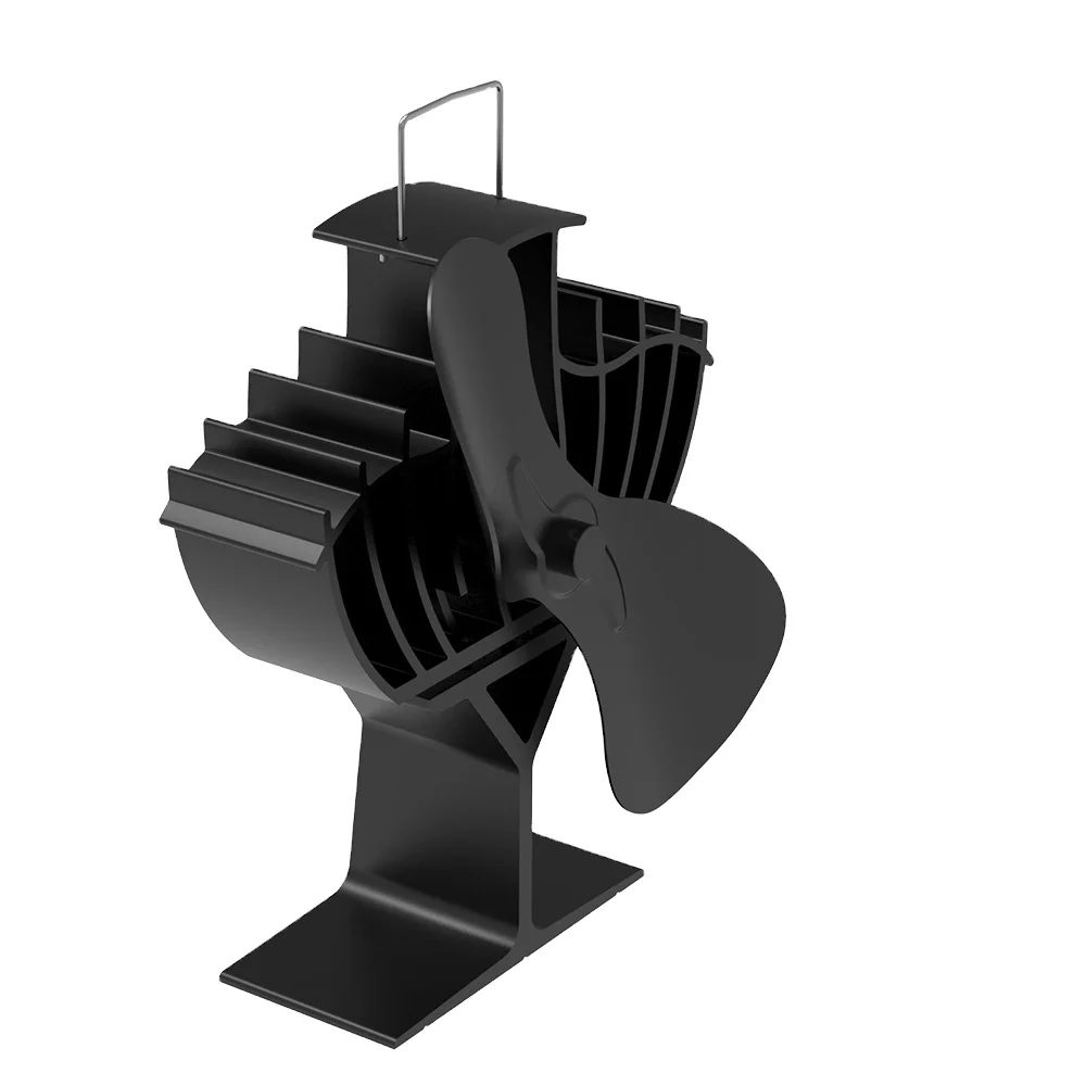 2 Blades Wood Log Burn Wood Burning Winter Stove Fan Eco Fan Large Airflow Self-Powered Silent Fireplace Fan