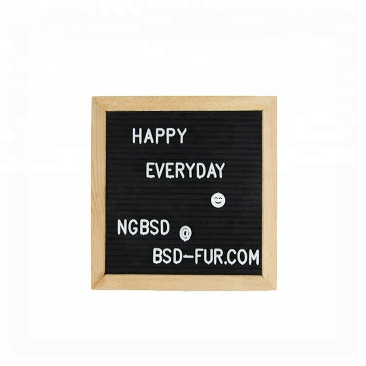 10*10 Inches Square Shape Felt Letter Board Wood Material Changeable Message Board for Office Decorative Art Style