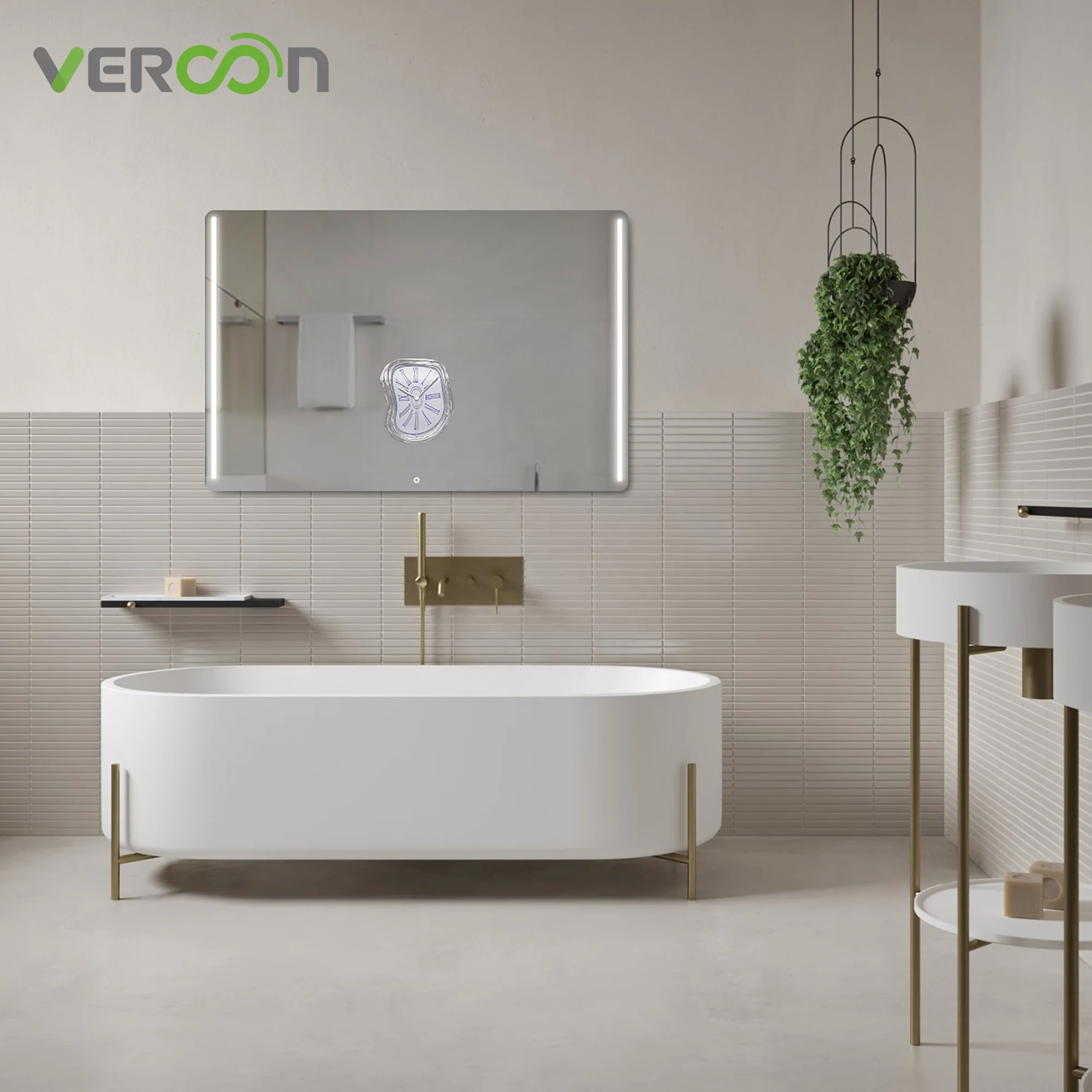 21.5inch smart bathroom mirror LED lighting mirror with Android 11 smart system bluetooth music and video display