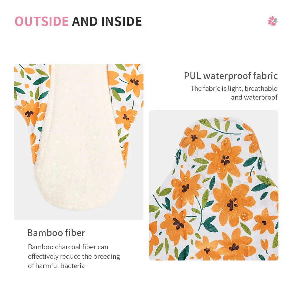 Washable Bamboo Leak Proof Waterproof Menstrual Period Pads Reusable Sanitary Towels