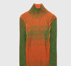 Midi Dress RIB Knit Extrafine Merino Wool-blend Dress Long-sleeved Merino Wool dress with Lurex Ribbed Trutlenck