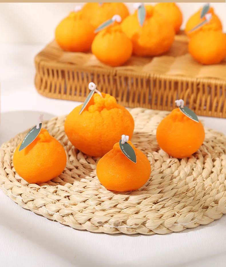 Wholesale Bulk Price Fruit Shaped Candles Paraffin Wax Candles Orange Scented Candles with Packaging Box