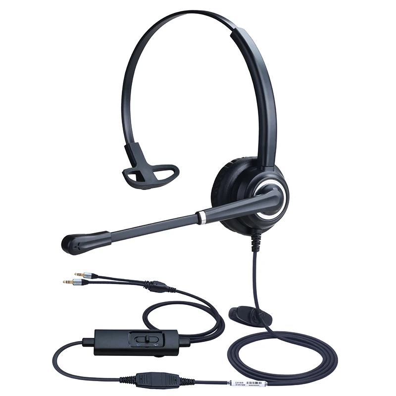 Dh88qd call center operator wearing 3.5mm double plug to adjust volume mute wired computer headset single ear