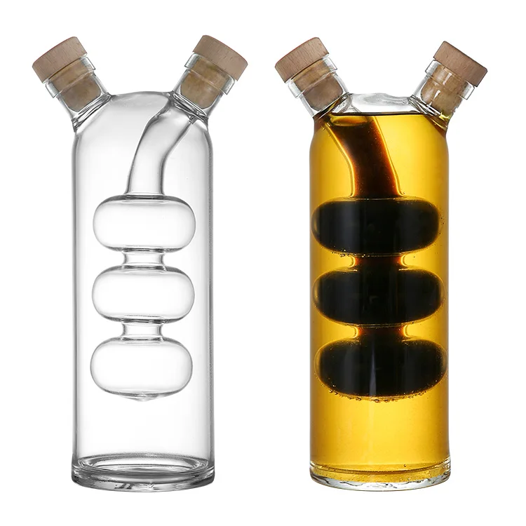 Hot kitchen cooking glassware 2 in 1 high borosilicate glass oil and vinegar glass water bottle eco friendly