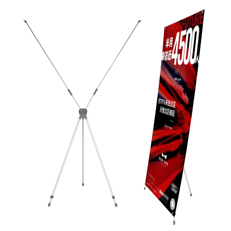 Foldable freestanding fashionable tension fabric fiber rod X banner stand x-frame poster stands for wedding backdrop party