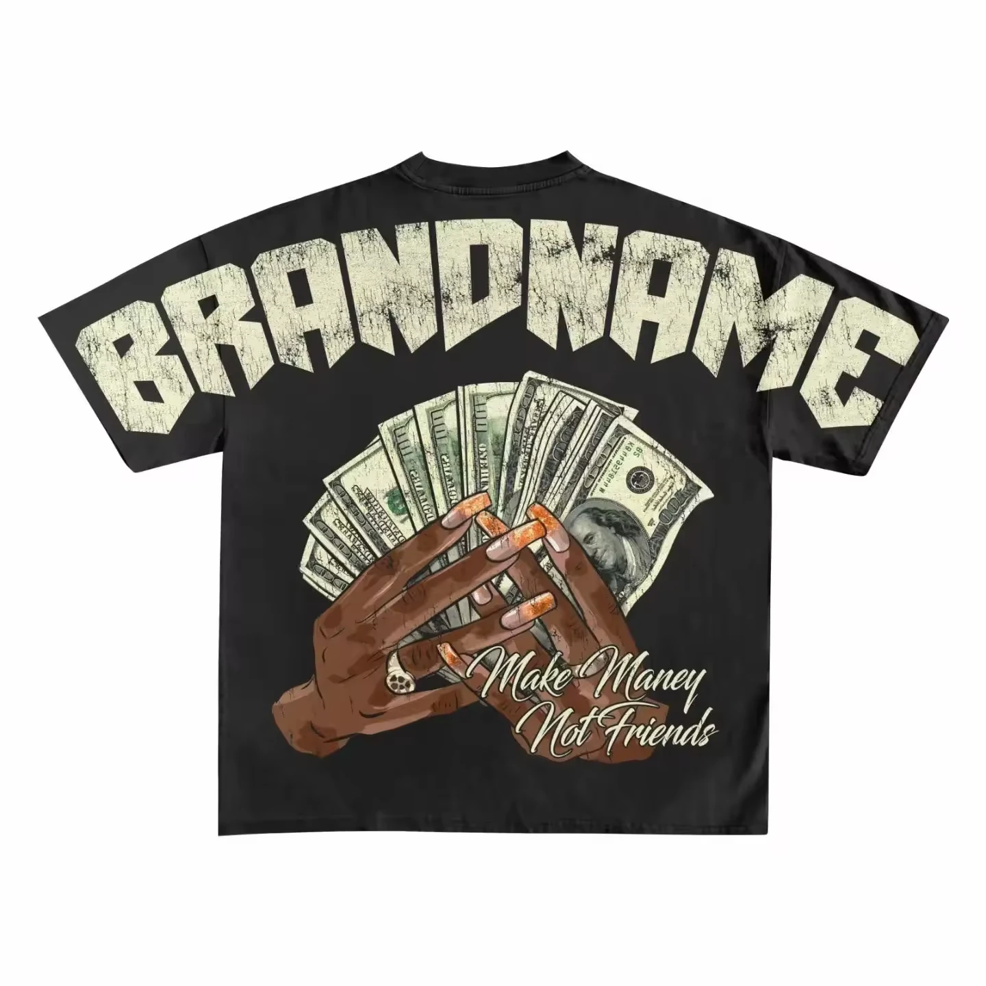 Custom Printing Heavyweight Graphic Cotton Distressed Printing 300 Gsm Fashion Oversized Boxy Screen Tshirt For Men