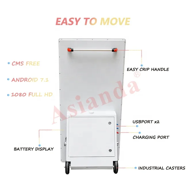 IP65 Waterproof 43inch Outdoor Portable Moveable Advertising Player With Battery Powered Floor Stand Outdoor LCD Digital Screen