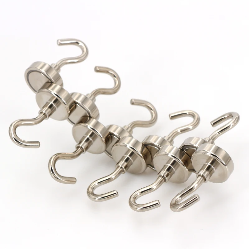 Durability high quality round base Neodymium Magnet open Hook Magnetic Hook Magnet