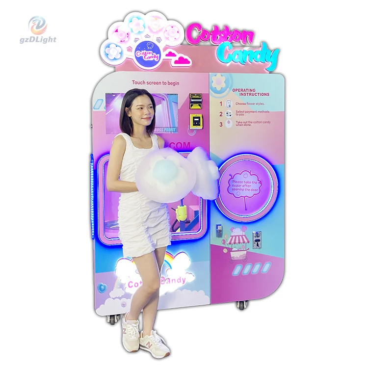 gzDlight Commercial Smart Marshmallow Making Maker Machine Robot Flower Cotton Candy Vending Machine