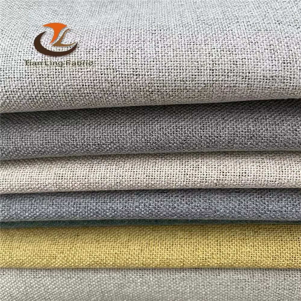 hot sell stock ready to ship both side same faux linen fabric inside black tpu film curtain fabric blackout