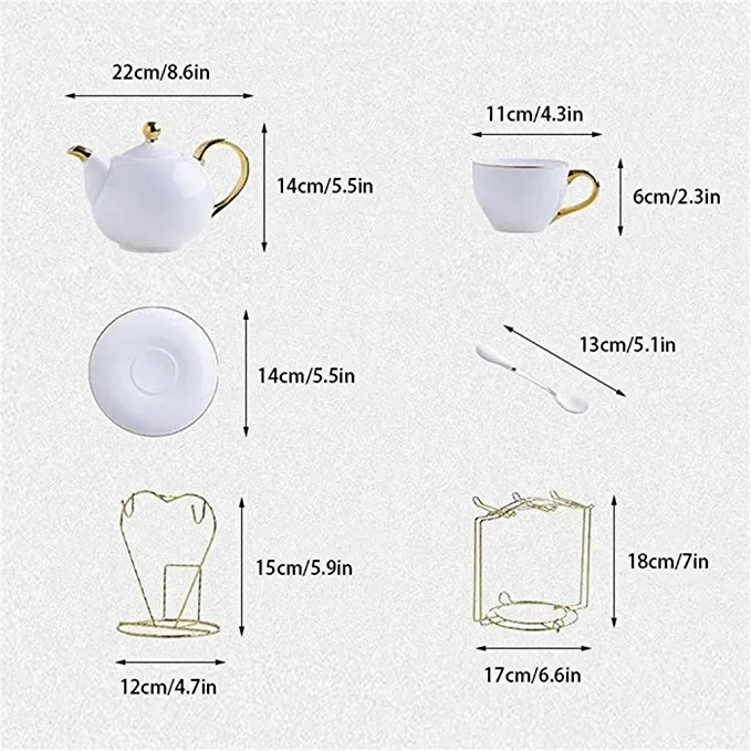 Ceramic flower teapot set stoneware customized color tea pot set tea set noble and delicate design of real gold