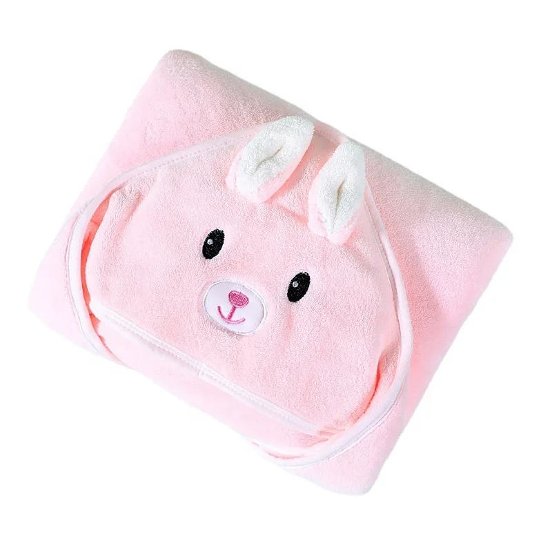 High Quality Durable Using Various Cute Cat Design Quick Dry Coral Fleece Large Hood Baby Bath Towel