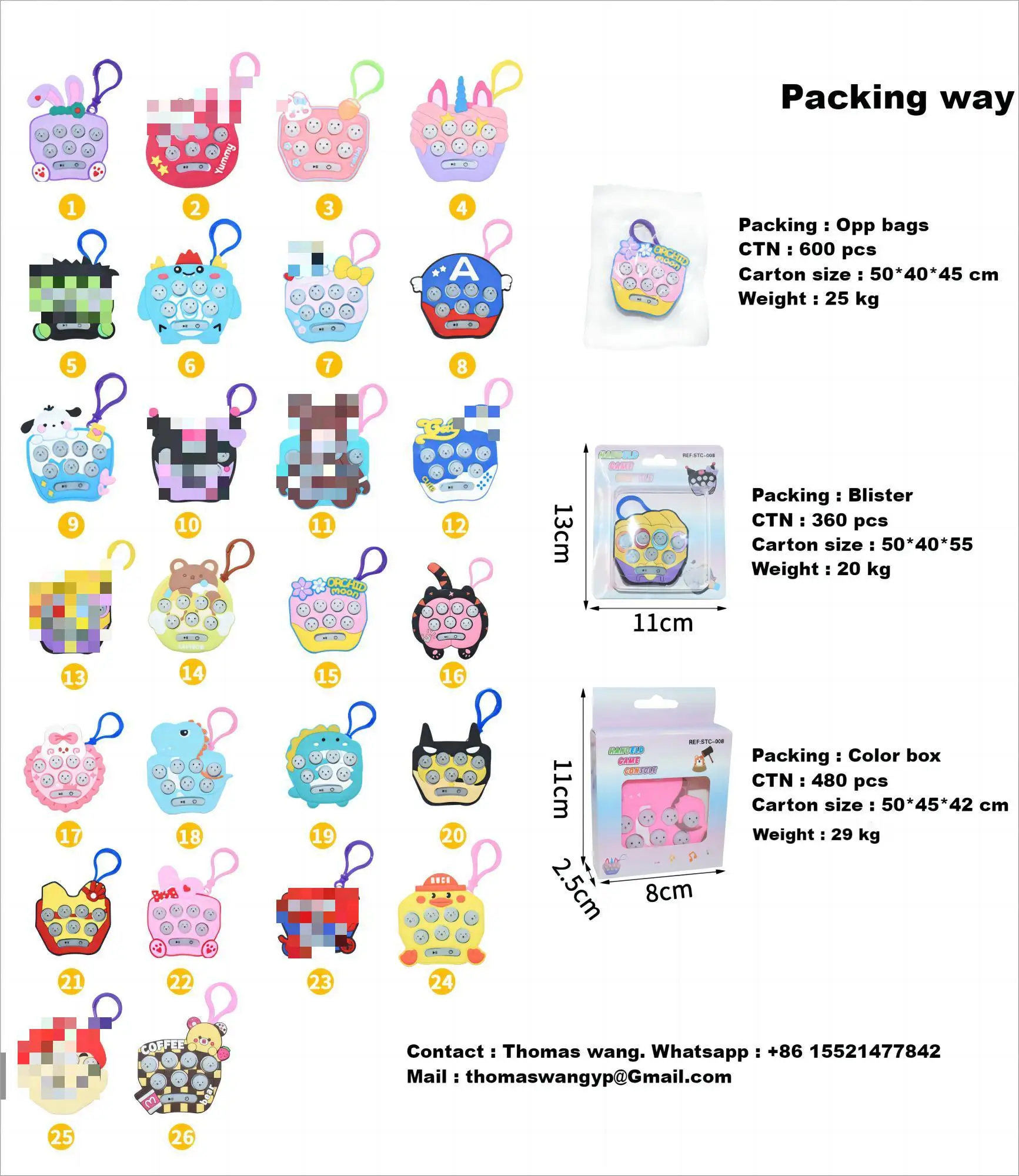 Handle game console Cartoon KeyChain Pendant Mini quick push game whack a mole Gifts keychain Backpacks Pendant