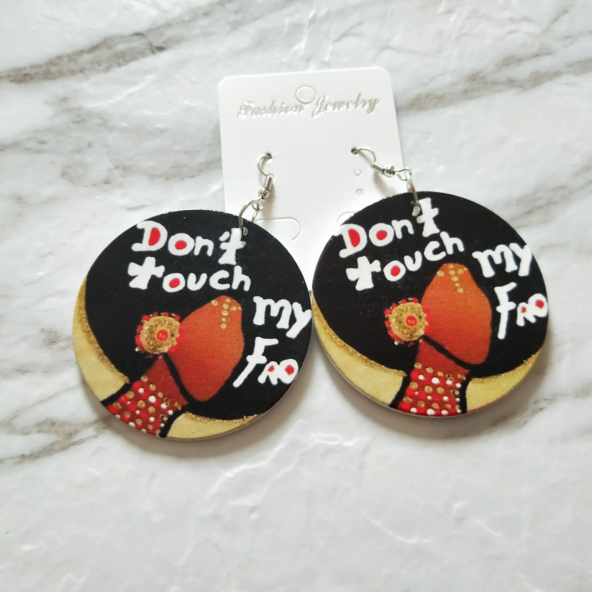 2021 Hot Selling Custom Jewelry African Head Geometric Wooden Dangle Earrings Exaggerated Fashion Head Pattern Wood Drop Earring