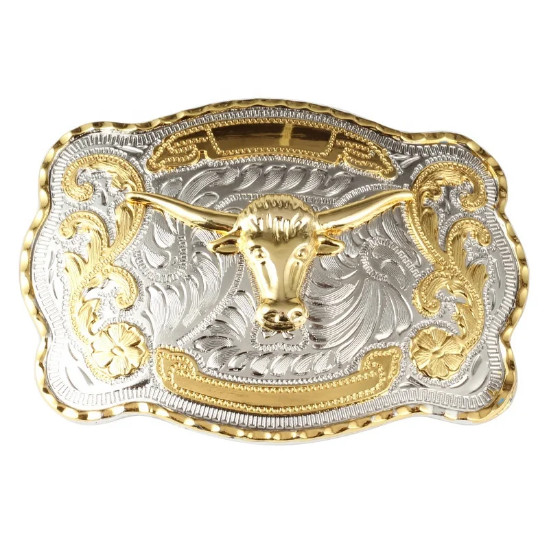 Two Tone Shiny Gold Silver Belt buckle Fashion Designer Horse Buckle Cowboy