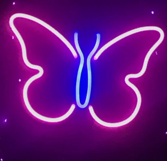 Polychromatic butterfly design neon font color lovely can be customized