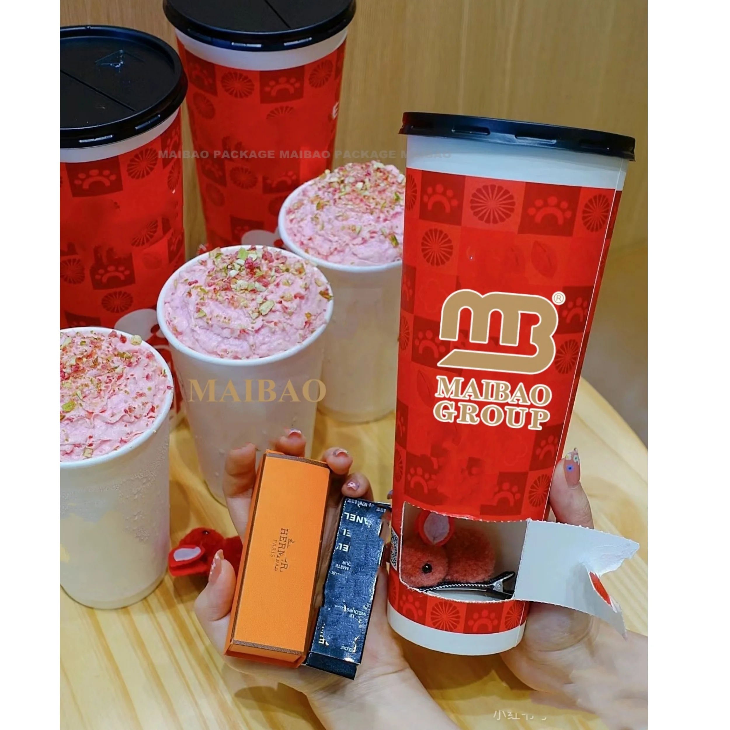 Takeway Hot Biodegradable Disposable Paper Blind Box Gift Coffee Beverage Cups, Coffee Cups Printed Double Walled Paper Cup