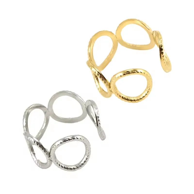 Titanium steel interlocking one-size ring for women, 18K stainless steel personalized movable adjustable ring fashion jewelry