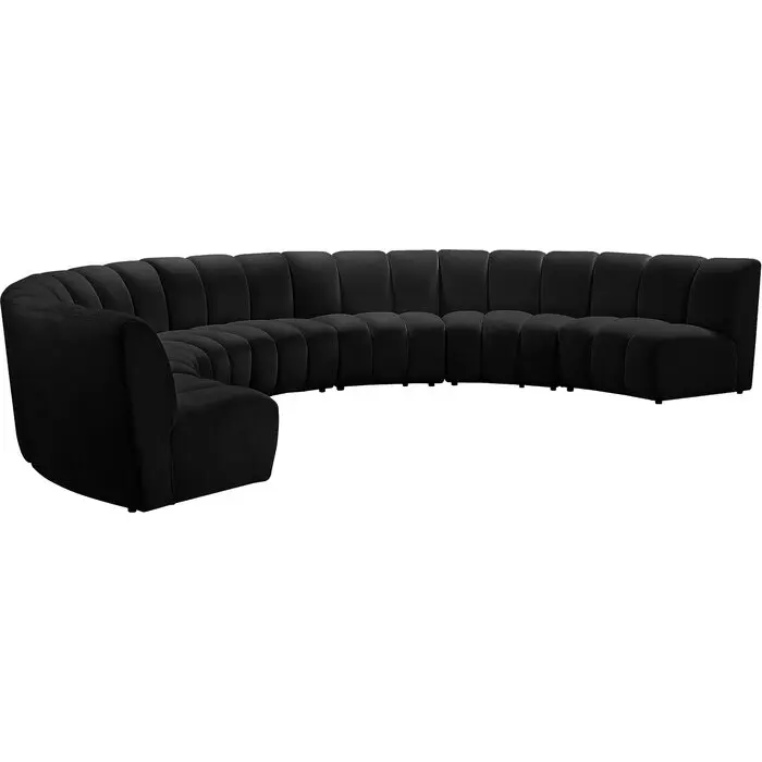 Velvet Fabric Cover For Sectional Set Modern Corner Chair Luxury Living Room Sofas Black Shape Curved U corner sofa