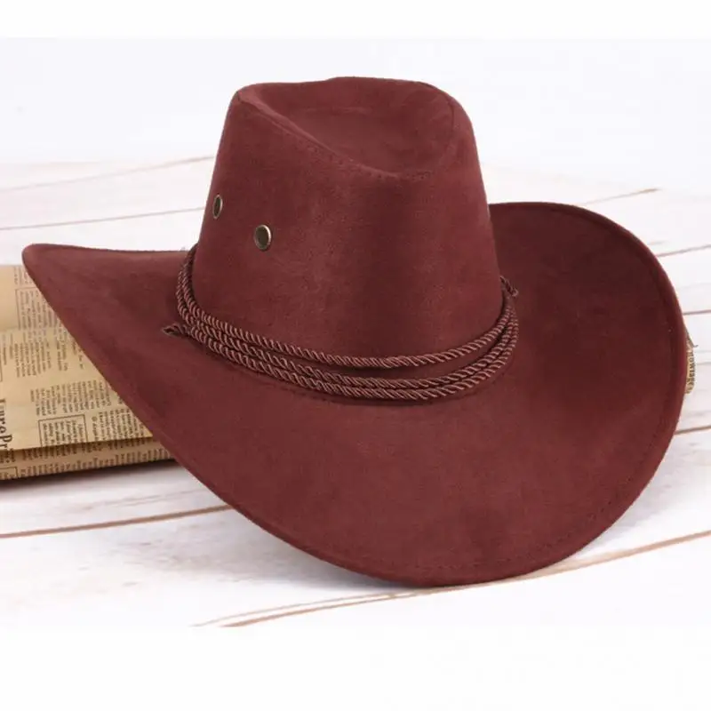 Fashion Adult/Kids  Western Sun Shield Unisex Cowboy Casual Artificial Leather Hat Wide Cowgirl Cowboy Hat