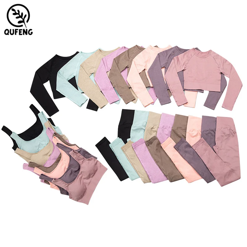 
Custom Ladies Fitness Gym Wear,Wholesale Sport Suit Women Workout Clothing,Crop Top High Waist Seamless Leggings Yoga Set 