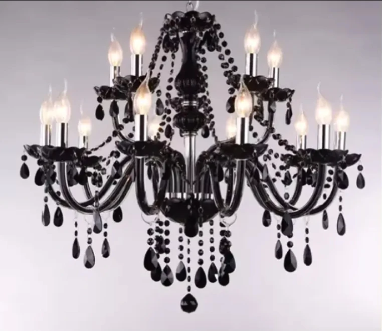Trending Chandelier Lamps Black smoke Candle 11-light modern Unique crystal chandeliers for dining room