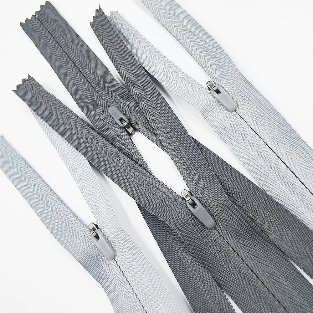 Customized 3# Non Lock Rubber Puller Fashion Invisible Nylon Pocket Zipper