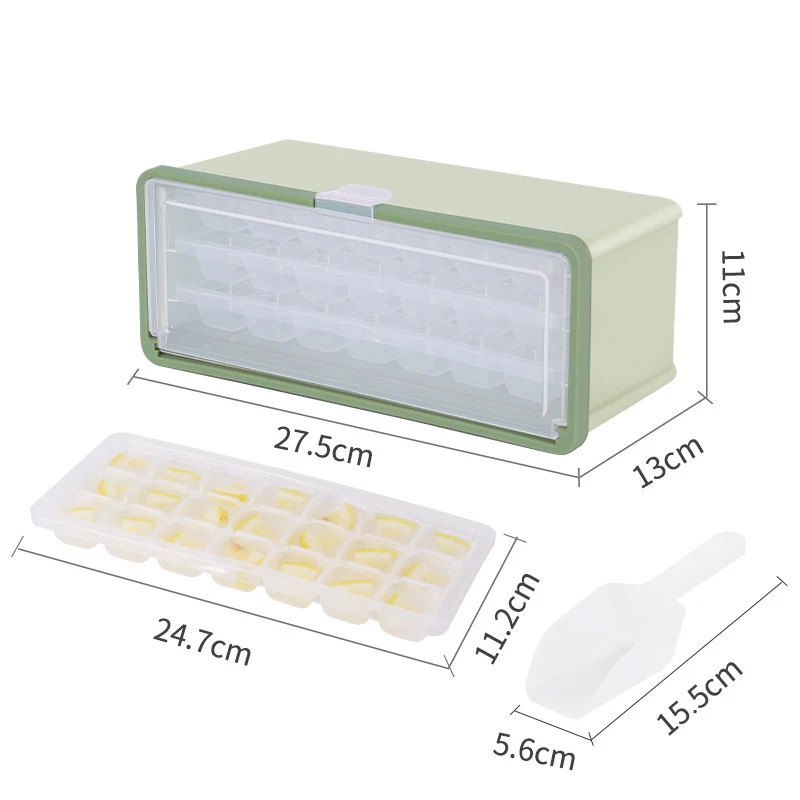Hot Ins Food Grade Easy Remove  Stackable Green Cool Summer Home Party DIY Ice Cube Mold with Ice Container