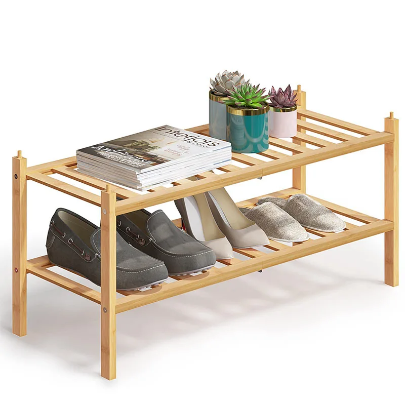 Wholesale Shoe shelf Custom Modern Stackable Living Room Storage Organizer Eco-friendly Bamboo Shoe Rack