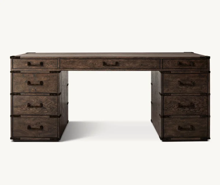 Luxury Vintage Design Solid Natural Oak Wooden Home Office Desk