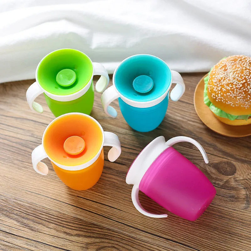 360 Degrees Leak-proof Infants Training Cup For Baby Spill Proof Silicone Cup Baby Drinking Cup with Handle Baby Products