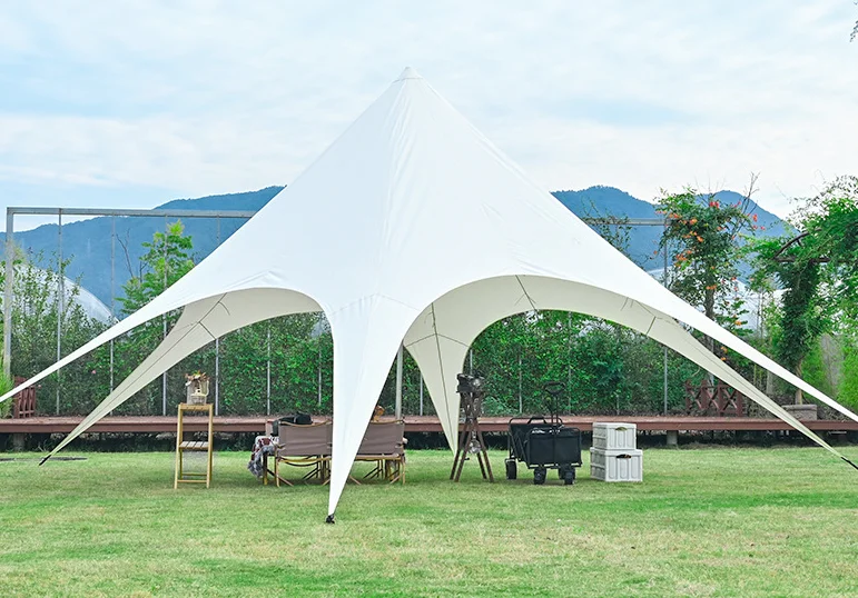Outdoor Large Waterproof Spire Canopy Camping Camp Sunshade Beach Tent Hexagonal Star Shaped Tent