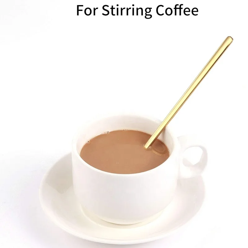 Early Riser 6.7 inch Coffee Spoon Stirring Long Handle for Stirring Dinnerware Gold and Silver Espresso Spoon Stainless Steel