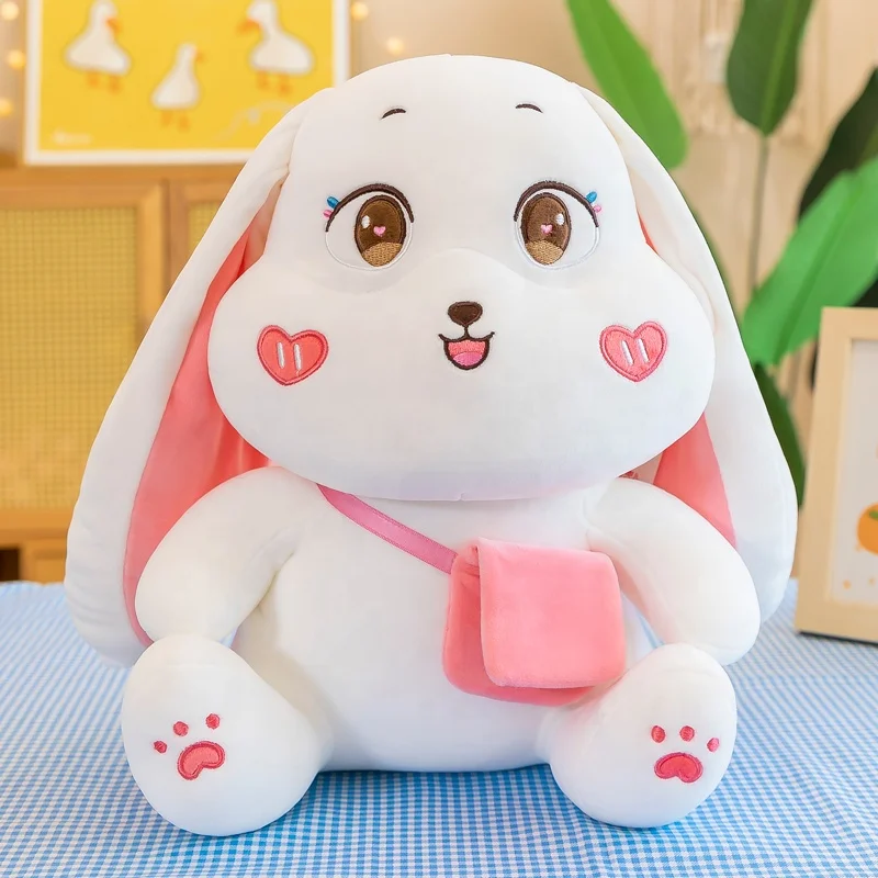 Factory wholesale stuffed plush toy long ear rabbit wearing purse Easter  bunny toys for girls Low Moq